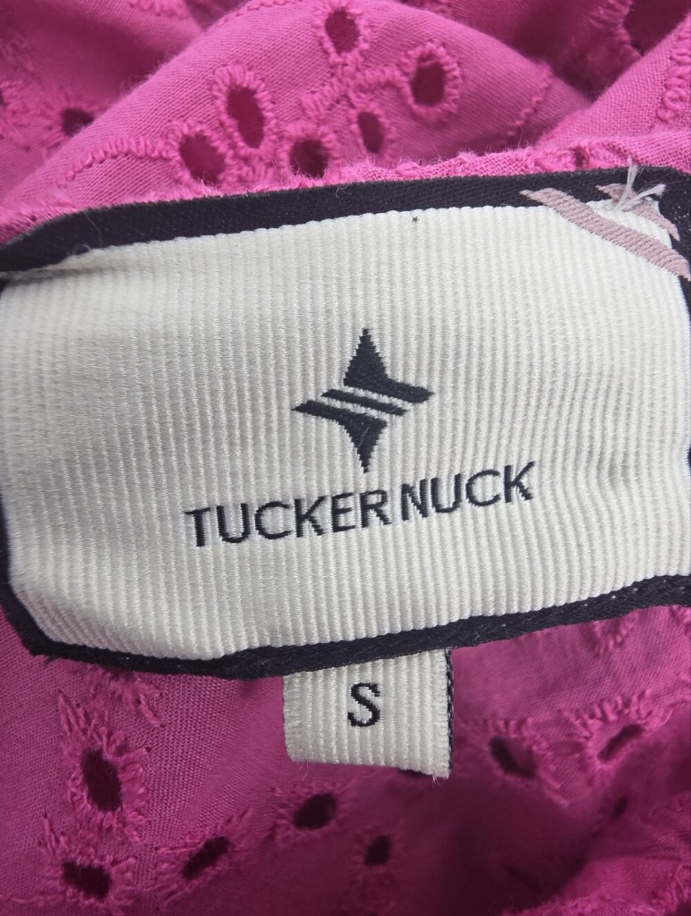 Tuckernuck Pink Eyelet Ruffle Midi Dress Cotton Resort Size Small - Picture 13 of 15